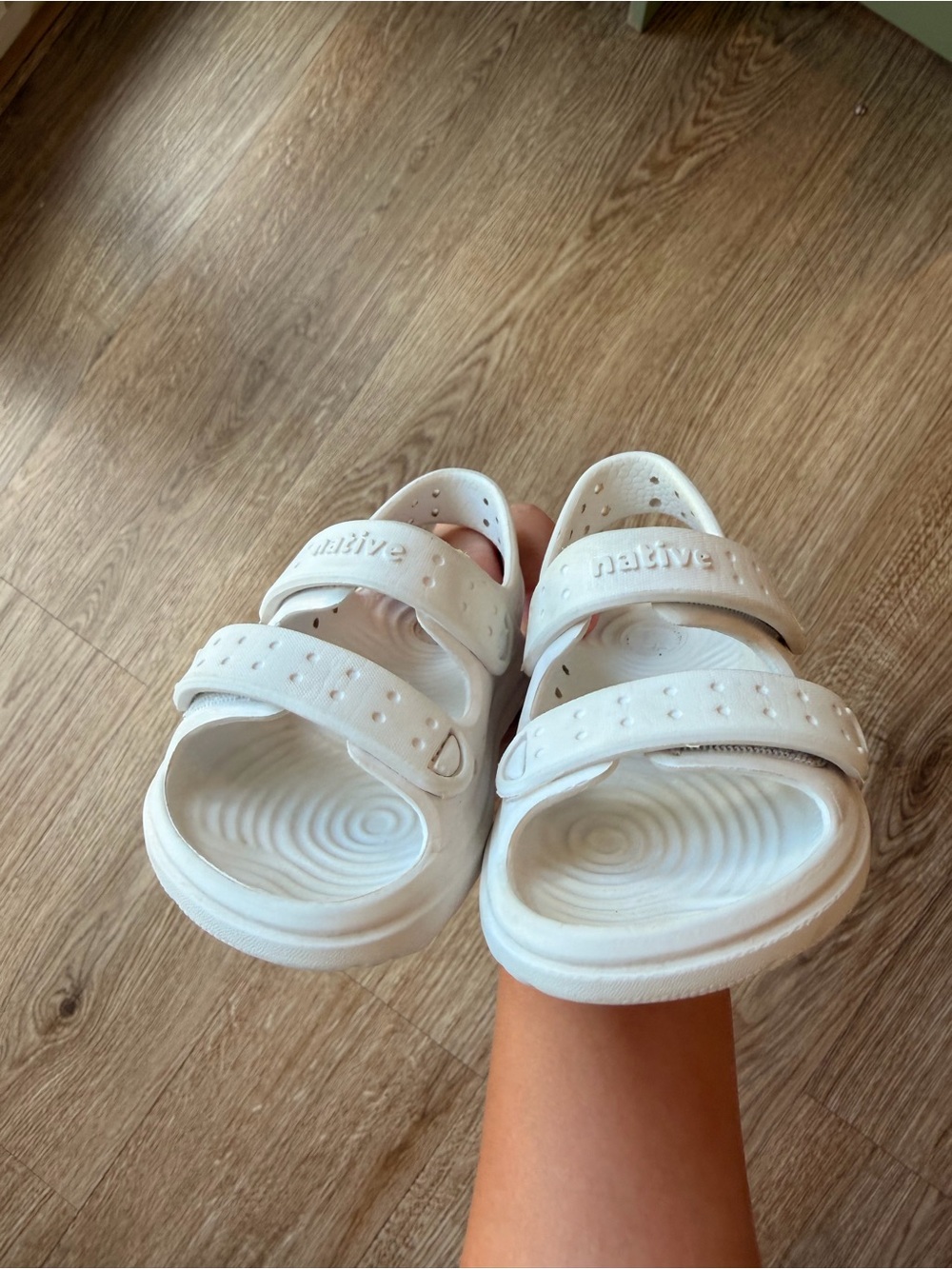 Native Kids White Adjustable Double-Strap Chase Sandals